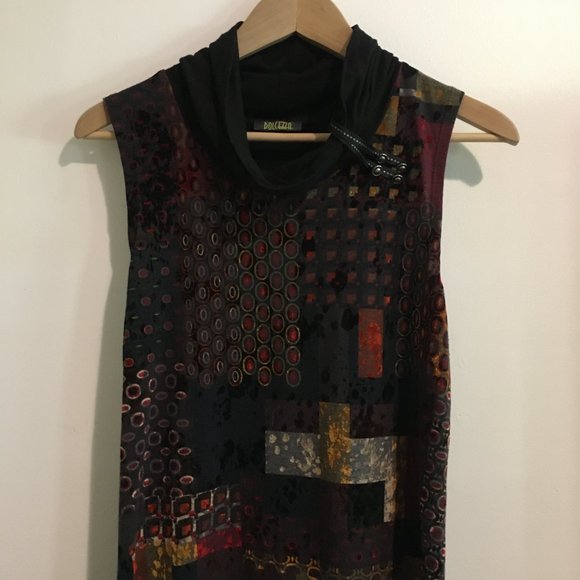 Dolcezza Velvet Burnout Graphic Patchwork Colourblock Dress - Picture 6 of 11